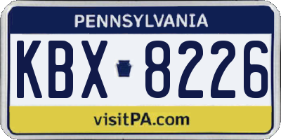 PA license plate KBX8226