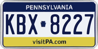 PA license plate KBX8227
