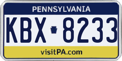 PA license plate KBX8233