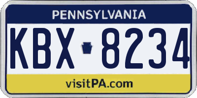 PA license plate KBX8234