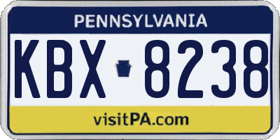 PA license plate KBX8238