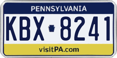 PA license plate KBX8241