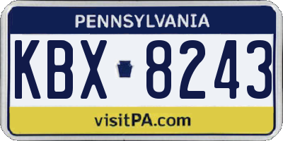 PA license plate KBX8243
