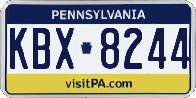 PA license plate KBX8244