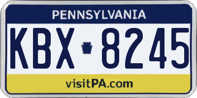 PA license plate KBX8245