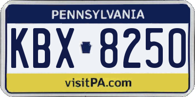 PA license plate KBX8250