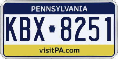 PA license plate KBX8251