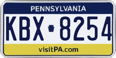PA license plate KBX8254