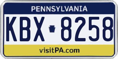 PA license plate KBX8258