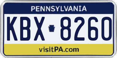 PA license plate KBX8260