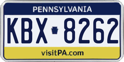 PA license plate KBX8262