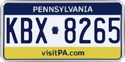 PA license plate KBX8265