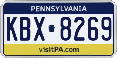 PA license plate KBX8269