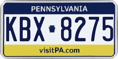 PA license plate KBX8275
