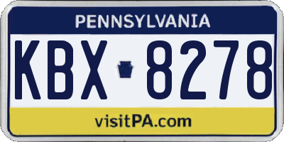 PA license plate KBX8278