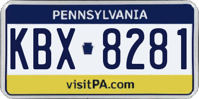 PA license plate KBX8281