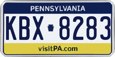 PA license plate KBX8283