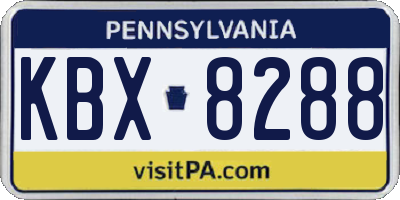 PA license plate KBX8288
