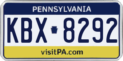 PA license plate KBX8292