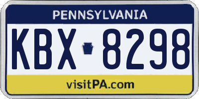 PA license plate KBX8298