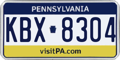 PA license plate KBX8304