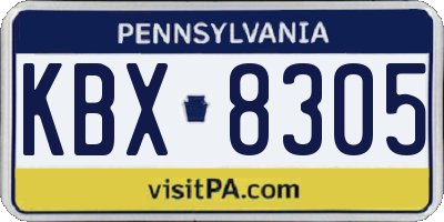 PA license plate KBX8305