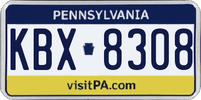 PA license plate KBX8308