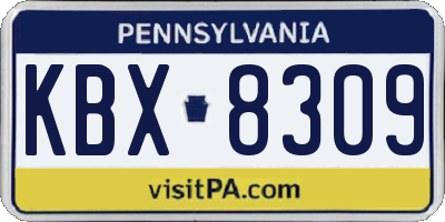 PA license plate KBX8309