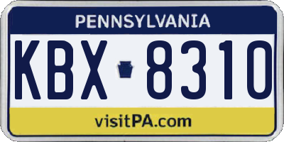 PA license plate KBX8310