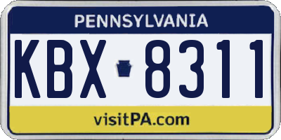 PA license plate KBX8311