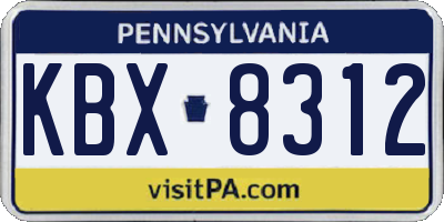 PA license plate KBX8312