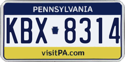 PA license plate KBX8314