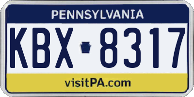 PA license plate KBX8317