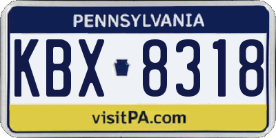 PA license plate KBX8318