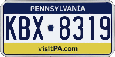 PA license plate KBX8319
