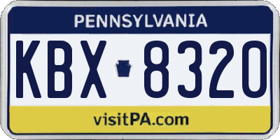 PA license plate KBX8320