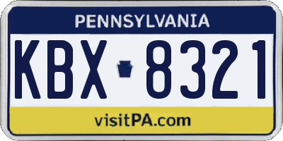 PA license plate KBX8321