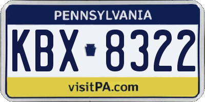 PA license plate KBX8322