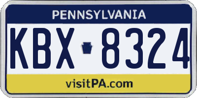 PA license plate KBX8324