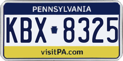 PA license plate KBX8325