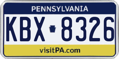 PA license plate KBX8326