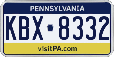 PA license plate KBX8332