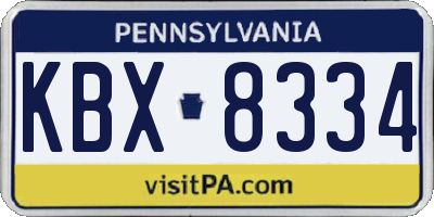 PA license plate KBX8334