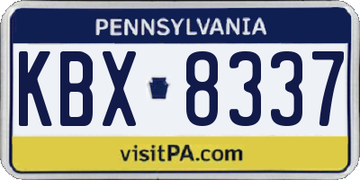 PA license plate KBX8337