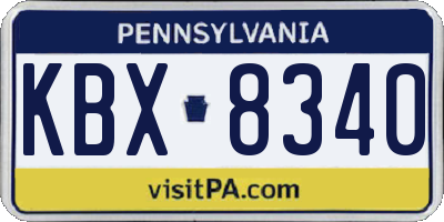 PA license plate KBX8340