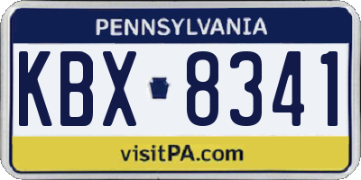 PA license plate KBX8341