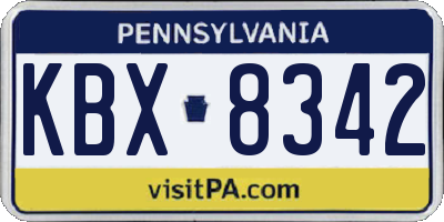 PA license plate KBX8342