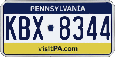 PA license plate KBX8344