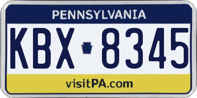 PA license plate KBX8345