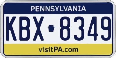 PA license plate KBX8349